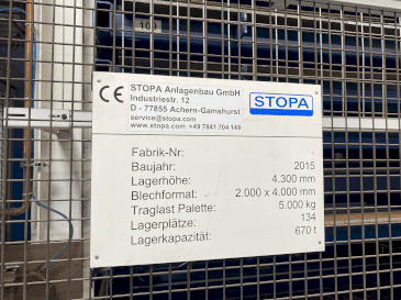Čelní pohled na TRUMPF STOPA LiftMasterCompact stroj