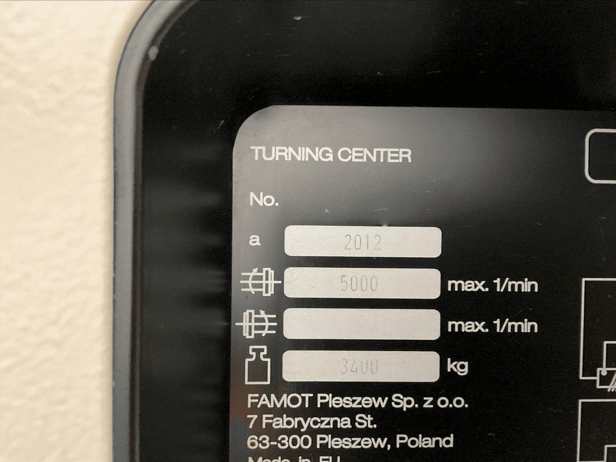 Typový štítek na DMG MORI CTX 310 ecoline stroje