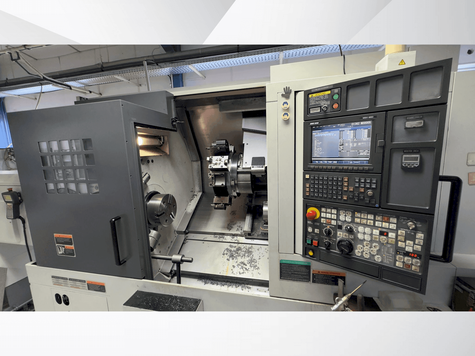 Čelní pohled na MORI SEIKI NL 2500 SY/700 stroj