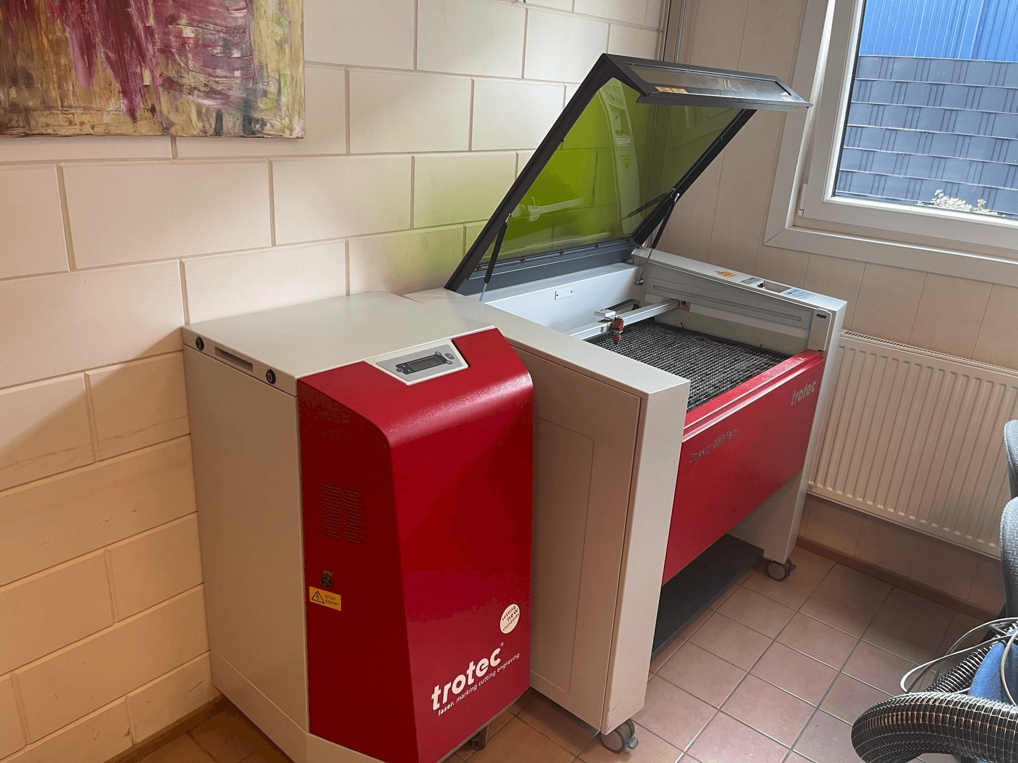 Čelní pohled na Trotec Speedy 360 flexx stroj