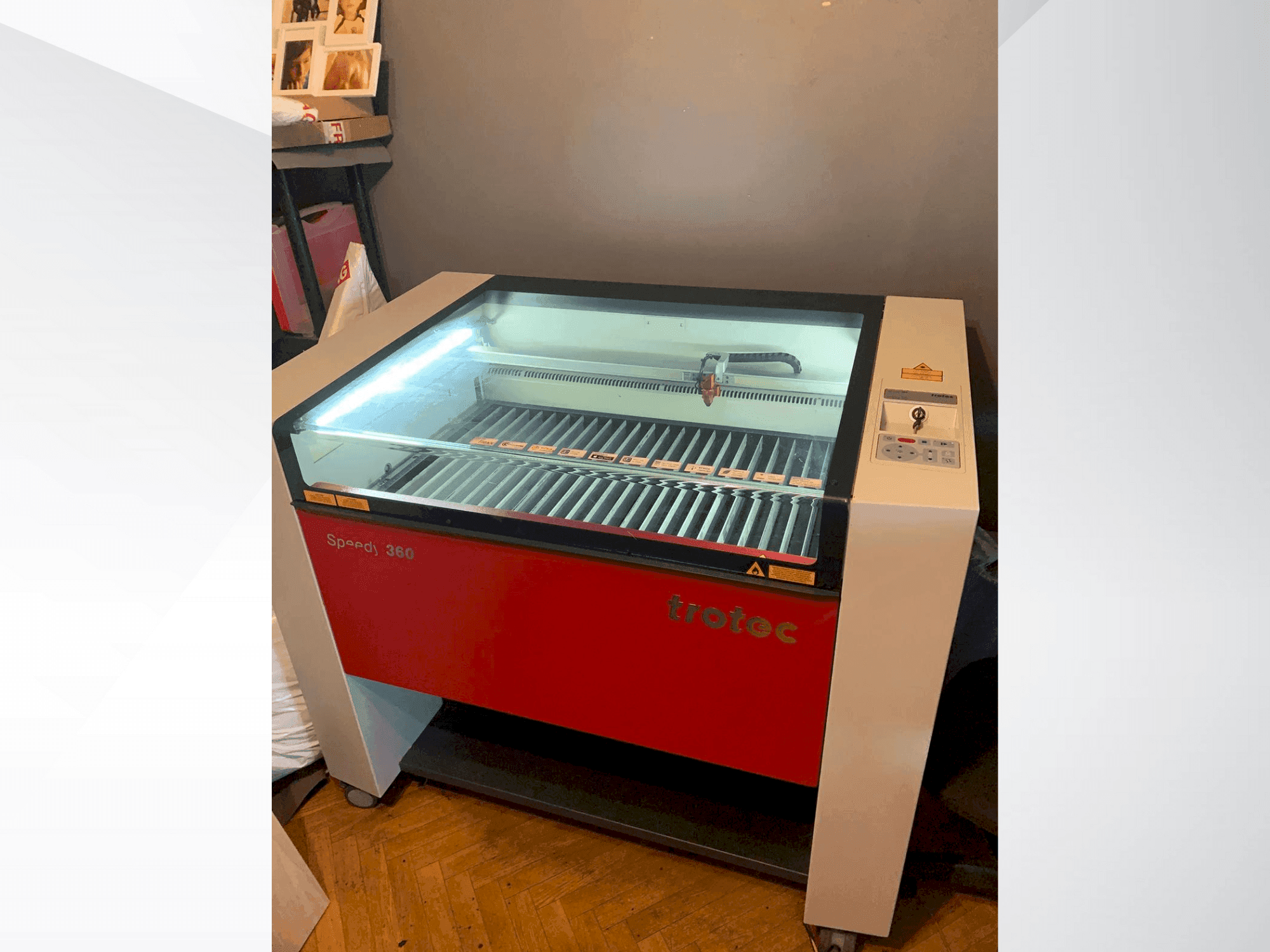 Čelní pohled na Trotec Speedy 360 stroj